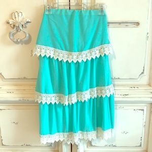 Strapless dress with lace detail